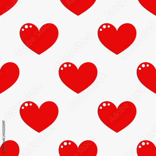 Cute red hearts seamless pattern.