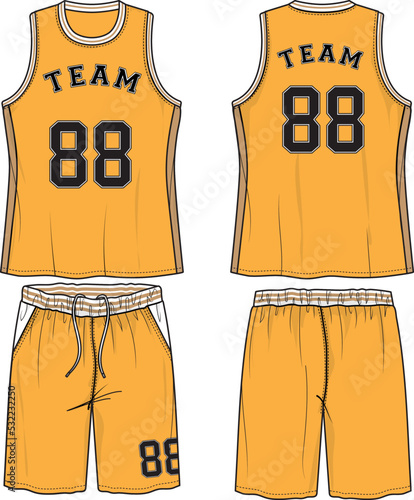 Basketball Uniform Mockup Template Design For Basketball Club Basketball  Jersey Basketball Shorts In Front And Back View Basketball Logo Design  Stock Illustration - Download Image Now - iStock