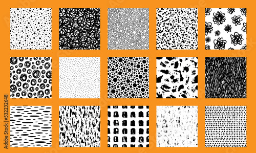 Fototapeta Naklejka Na Ścianę i Meble -  grunge texture seamless pattern set, abstract vector background