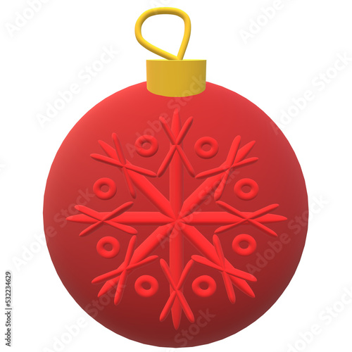 Red Christmas ball with snowflake