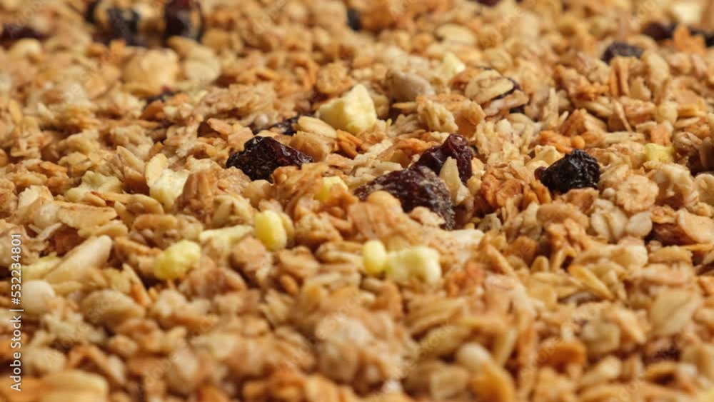 Muesli Background. Homemade Granola Filling full Frame. Top view, close ...