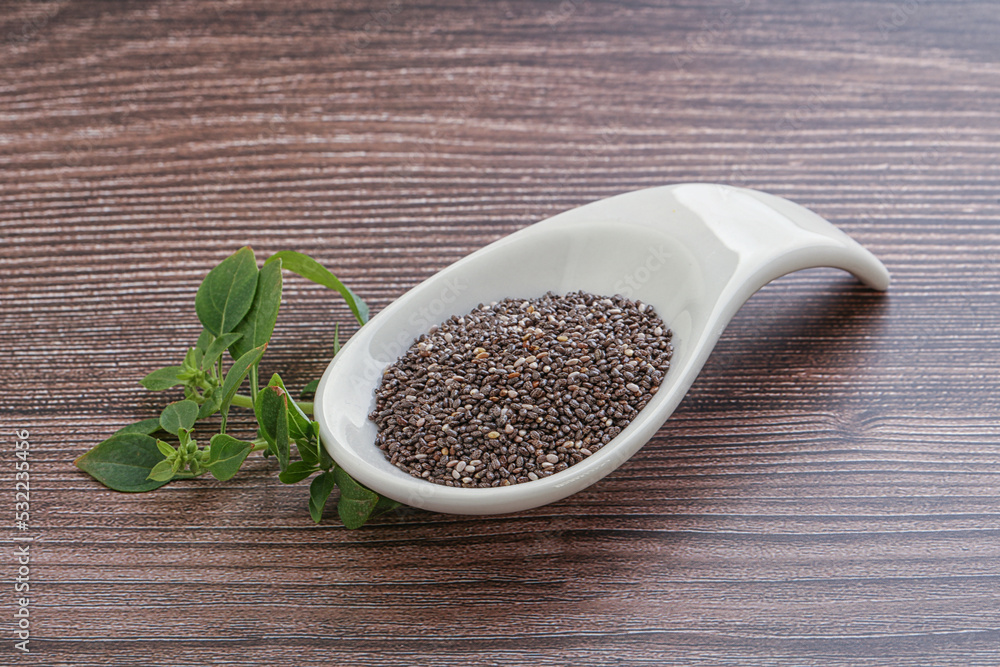 Dietary chia seeds in the bowl Dietary chia seeds in the bowl