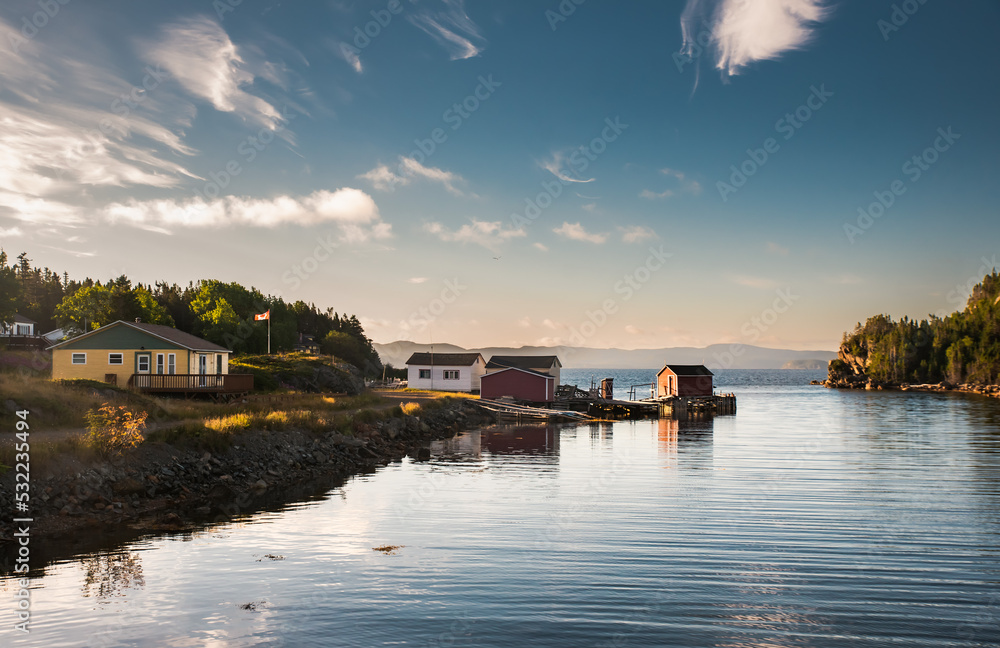 Fototapeta premium Quiet morning on rural fishing community in Newfoundland, Canada.