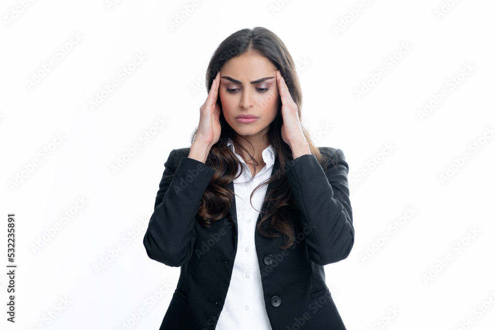 Portrait of young woman feeling stress or strain headache. Exhausted tired girl desperate and stressed because pain and migraine. Upset sad depressed model with hands on head. Portrait of young woman feeling stress or strain headache. Exhausted tired girl desperate and stressed because pain and migraine. Upset sad depressed model with hands on head.