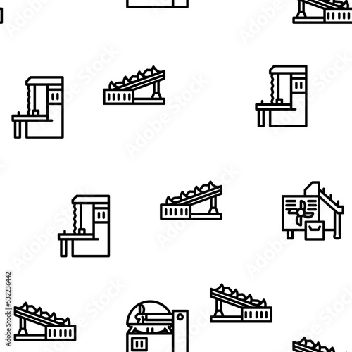 Meat Factory Production Equipment vector seamless pattern thin line illustration