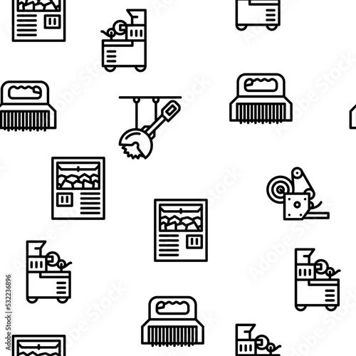 Meat Factory Production Equipment vector seamless pattern thin line illustration