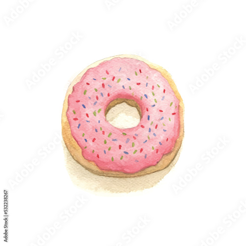 pink donut isolated on white