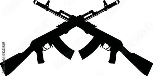 Assault rifle Kalashnikov AK74 crossed black on a white background