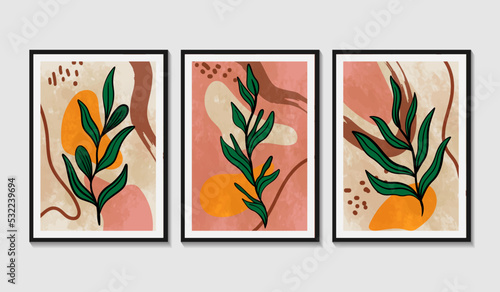 Hand drawn flat design boho wall art modern