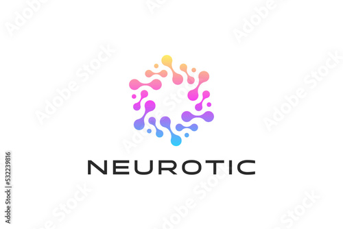 Science Neuron Science Bio Technology Modern Logo Concept. Abstract Molecule, Atom and Cells Biology Illustration. Business Innovation Laboratory Branding.