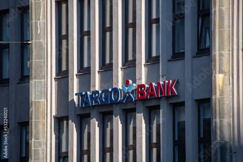 Hamburg, Germany  22 June 2022,  The "Targobank" brand logo in front of a branch in Hamburg
