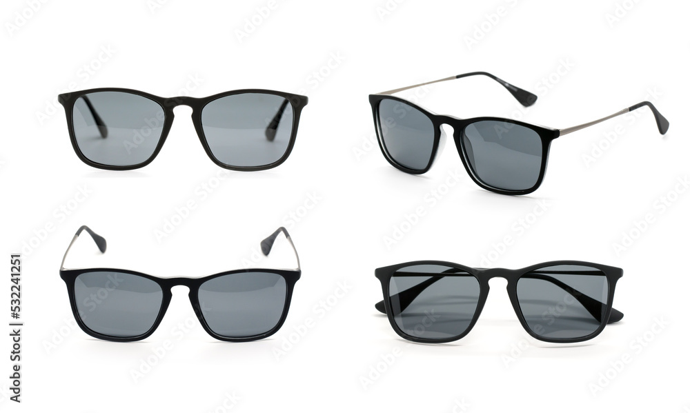 Group of beautiful sunglasses isolated on white background. Costume Fashion. Group of beautiful sunglasses isolated on white background. Costume Fashion.