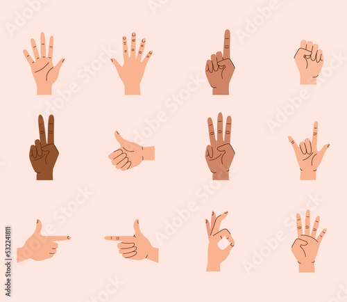 twelve hands human gestures