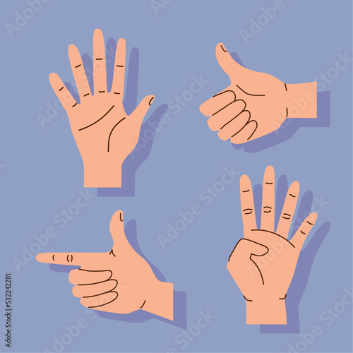 hands human four gestures
