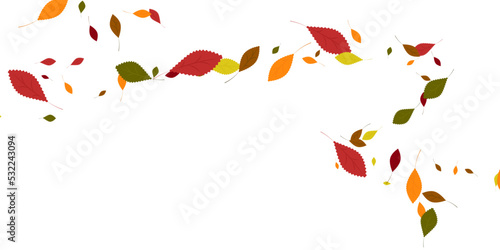 Leaves. Yellow  red  green  orange  brown colors. Scattered autumn leaves. Unusual abstract texture. Vector eps 10.