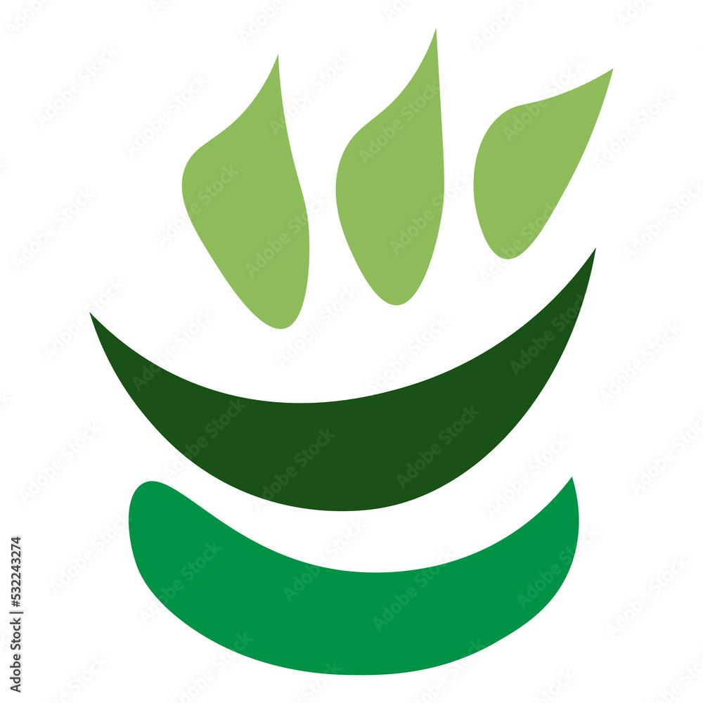 Green abstract symbol. Colourful icon logo on white background. Green abstract symbol. Colourful icon logo on white background.