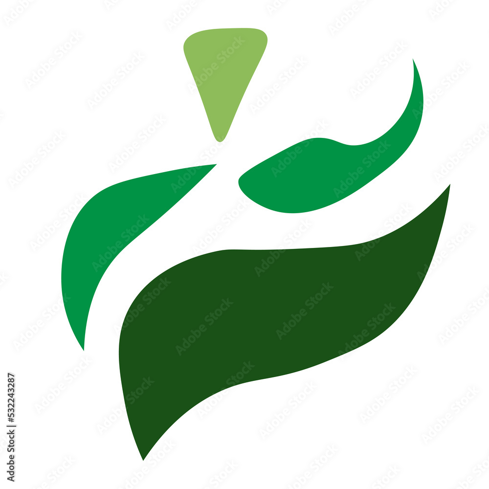 Green abstract symbol. Colourful icon logo on white background. Green abstract symbol. Colourful icon logo on white background.
