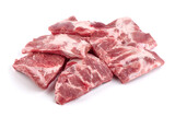 Raw Pork Ribs, close-up, isolated on white background.