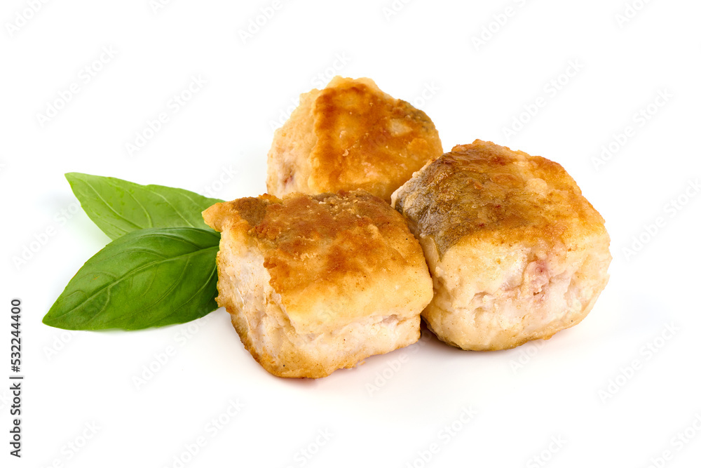 Grilled hake fish fillet, isolated on white background. Grilled hake fish fillet, isolated on white background.