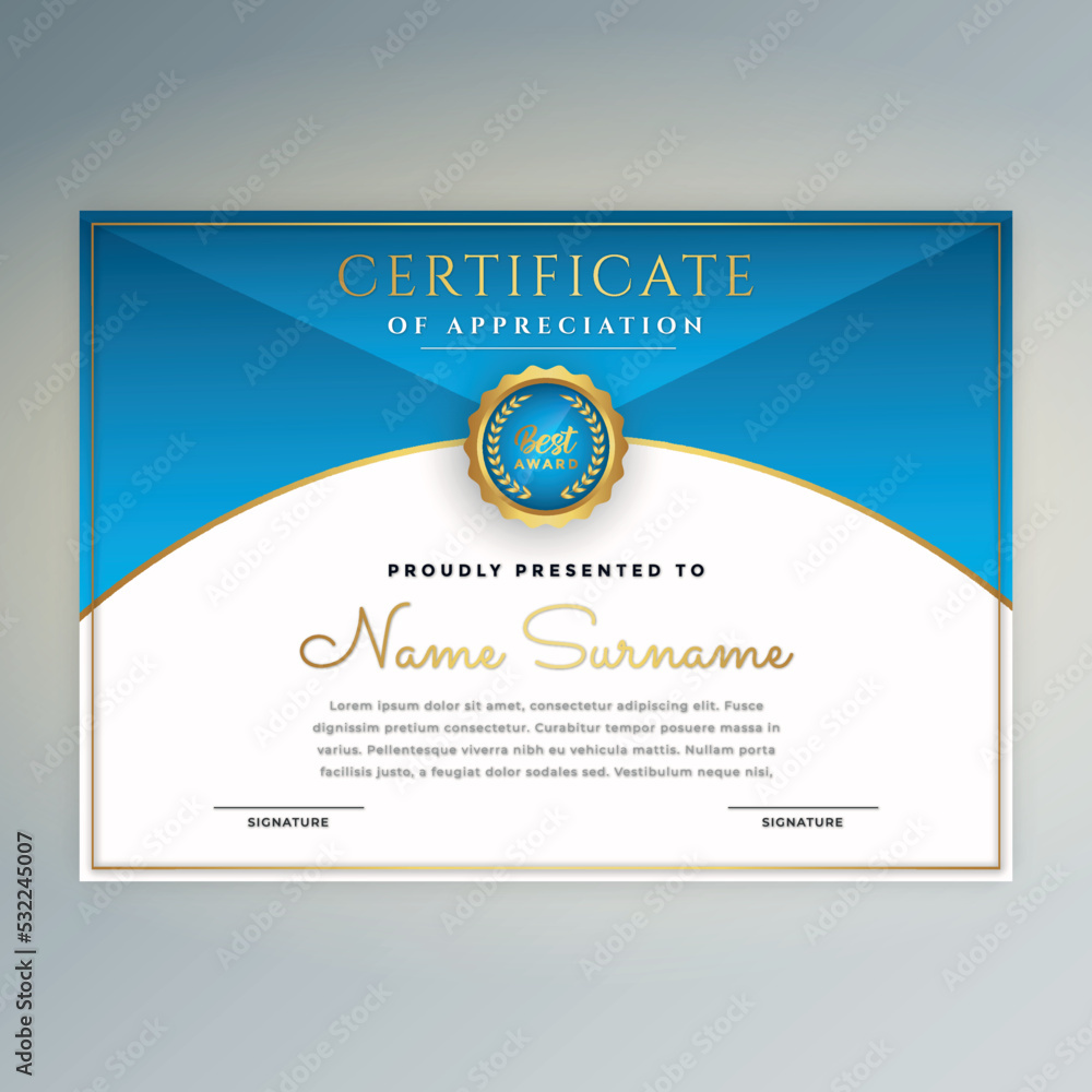 Professional abstract  award certificate template design