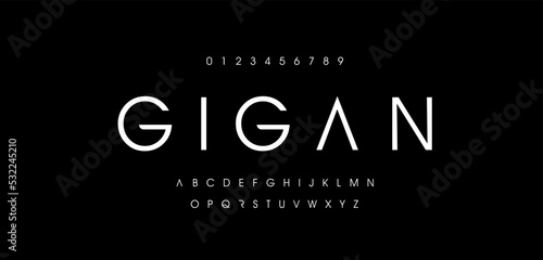 Gigan minimal modern alphabet fonts for logo. Typography technology electronic digital music future creative font. vector illustration