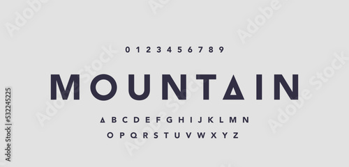 Mountain minimal modern alphabet fonts for logo. Typography technology future creative font. vector illustration