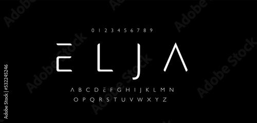 Elja minimal modern alphabet fonts for logo. Typography technology electronic digital music future creative font. vector illustration