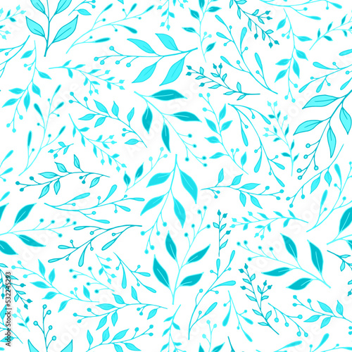 Floral leaf stem pattern seamless vector. Cute