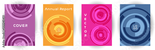 Annual report cover page layout vector collection with aim goal circle pattern concept.