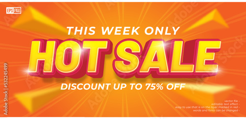 Hot sale bold banner with 3D style editable text effect