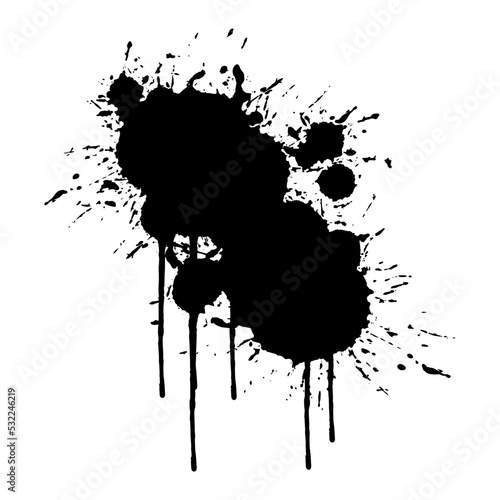 Black spot, ink splatter, paint smear. Vector graphics.