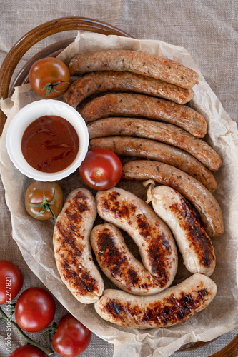 Grilled sausages with sauce...