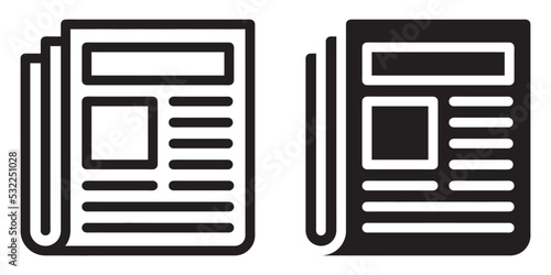 ofvs138 OutlineFilledVectorSign ofvs - newspaper vector icon . isolated transparent . black outline and filled version . AI 10 / EPS 10 . g11477