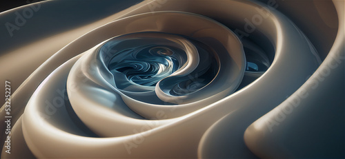 Digital 3D rendering of abstract Spiral illustration with shape and line waves for background, wallpapers, posters and covers