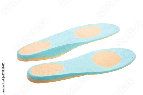 Closeup of a pair of orthopedic shoe insoles