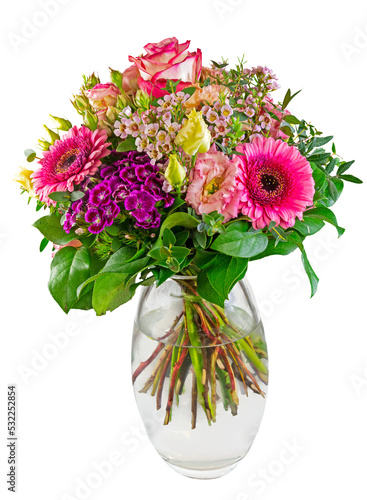 Obraz na płótnie Closeup of an isolated flower arrangement in a glass vase w salonie