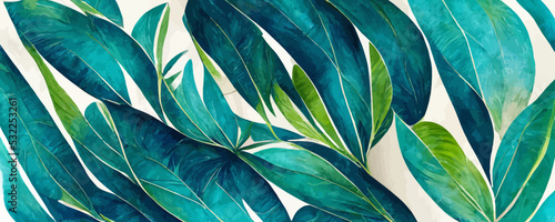 abstract luxury art background with tropical leaves