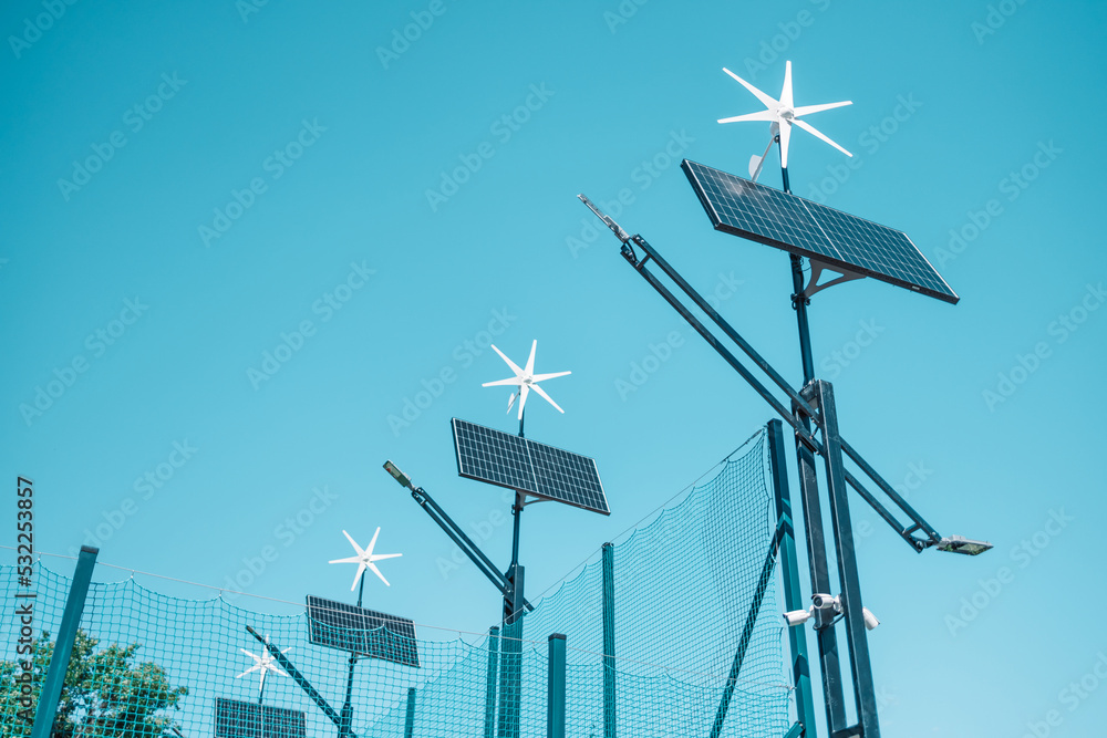 Mini Solar Cell PMini Solar Cell Panel Installed Outdoor Blue Sky Mini solar cell pmini solar cell panel installed outdoor blue sky