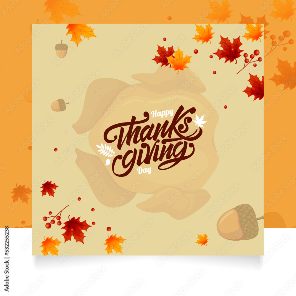 Fototapeta premium Happy thanksgiving day social media template or banner design. Suitable to use on Happy Thanksgiving day event.