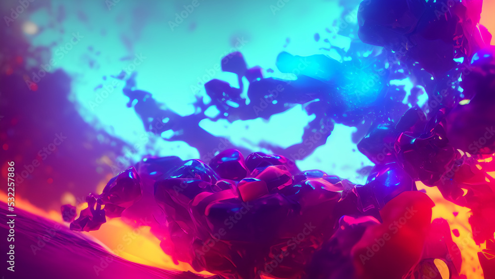 dynamic explosive organic essence of pure beautiful modern background, airbrush gradient, colorful lighting
