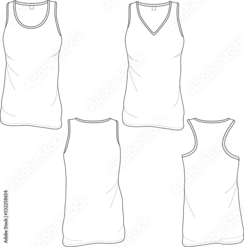 Blank tank tops crewneck V-neck design mock-up templates