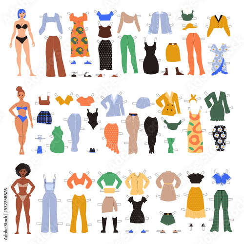 Paper Doll Girl Clothes Set