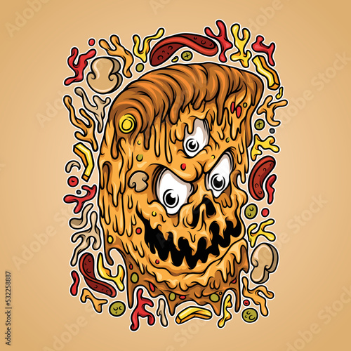 Pizza monster angry illustration