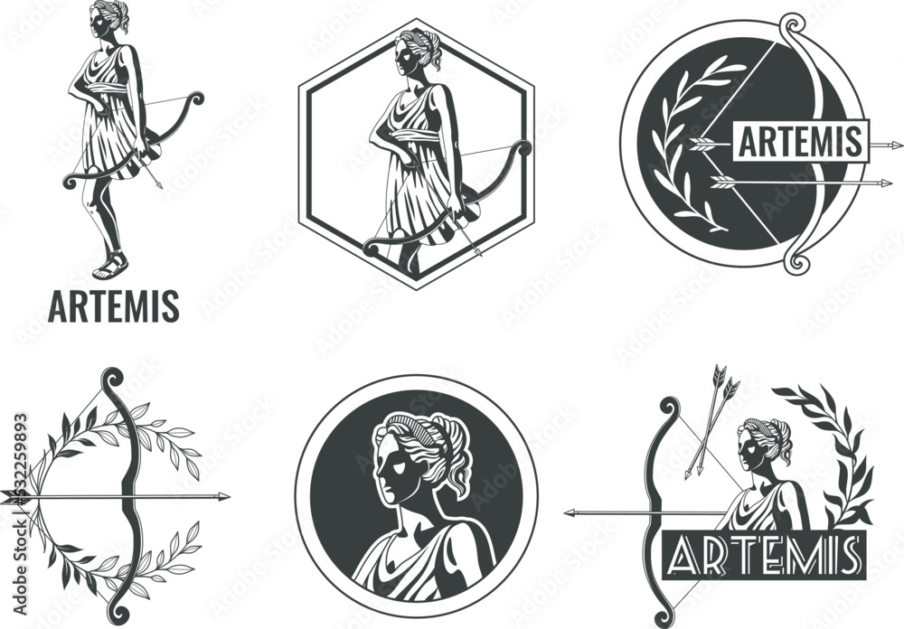 Artemis Goddess Emblems Set