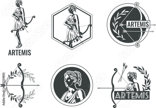 Artemis Goddess Emblems Set photo