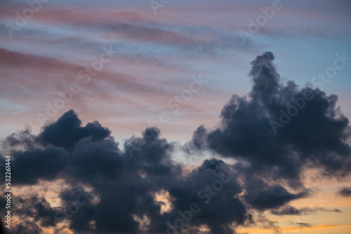 Colorful sky with clouds as background