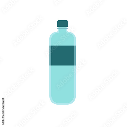 Plastic bottle for water on white background. Vector illustration. Flat style