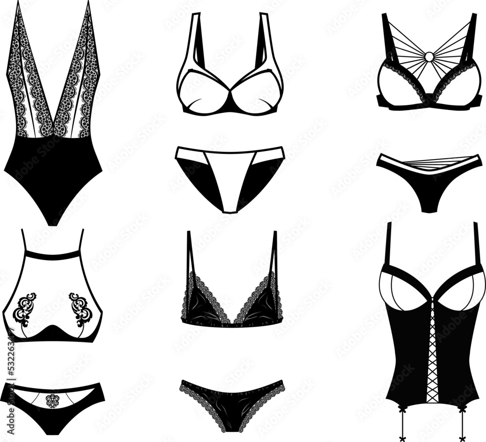 Women Undergarments Vector Set Adobe Stock