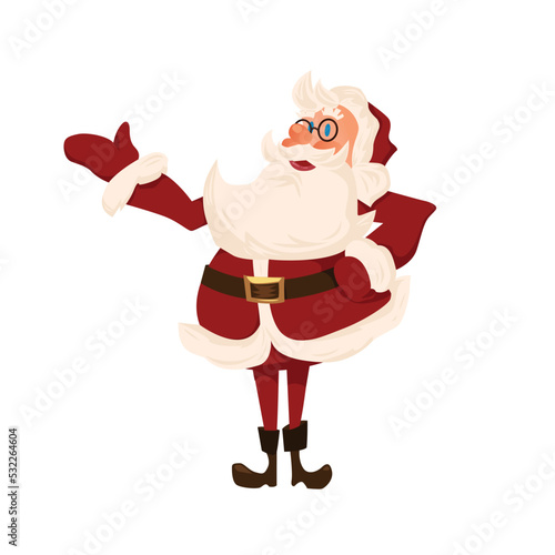 The character of Santa Claus. Christmas Nick. Funny Santa Claus for Christmas. Cartoon vector illustration.