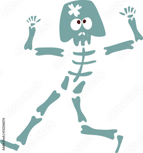 PNG cartoon hand drawn cute skeleton halloween icon.